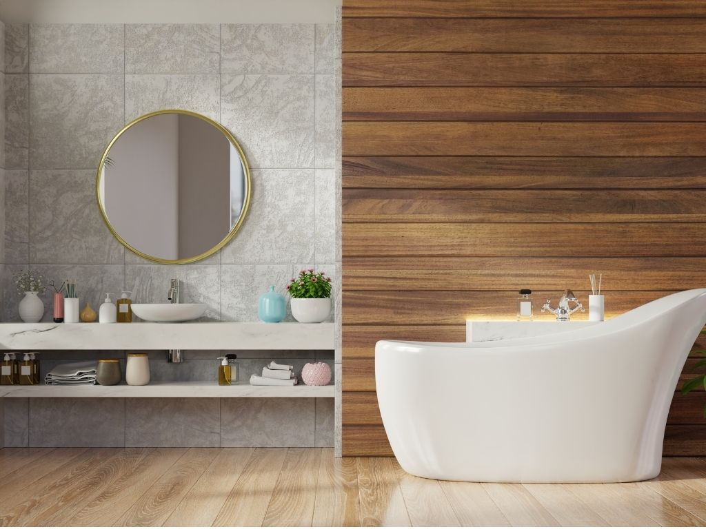 木作裝潢風格的浴室